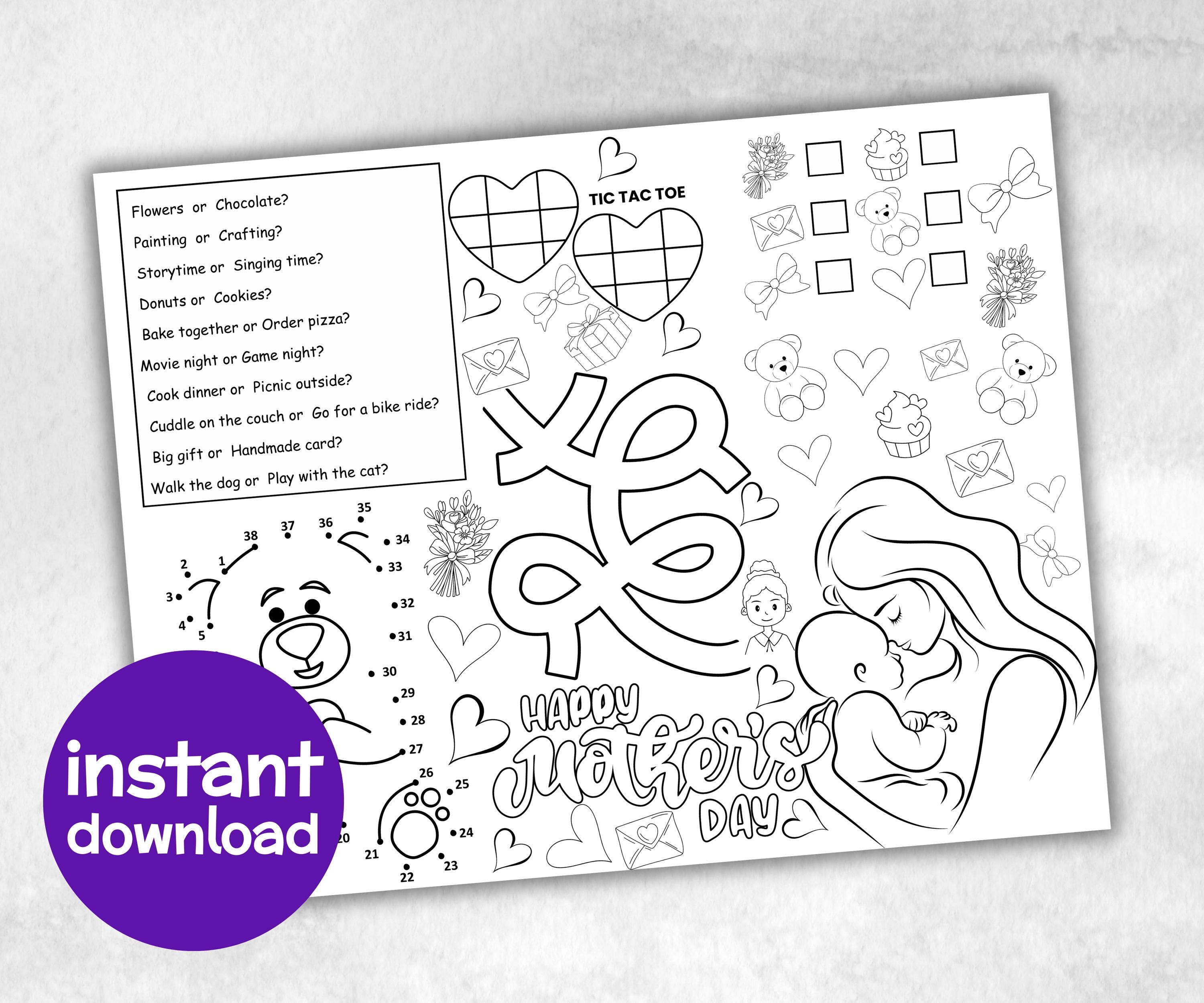 Mothers Day Placemat, Activity Placemat, Coloring Placemat, Gifts For Mom, All About My Mom, Activity Sheet, Mothers Day Craft, keepsake-Holidays -TheHustlingCatLady-Party Games