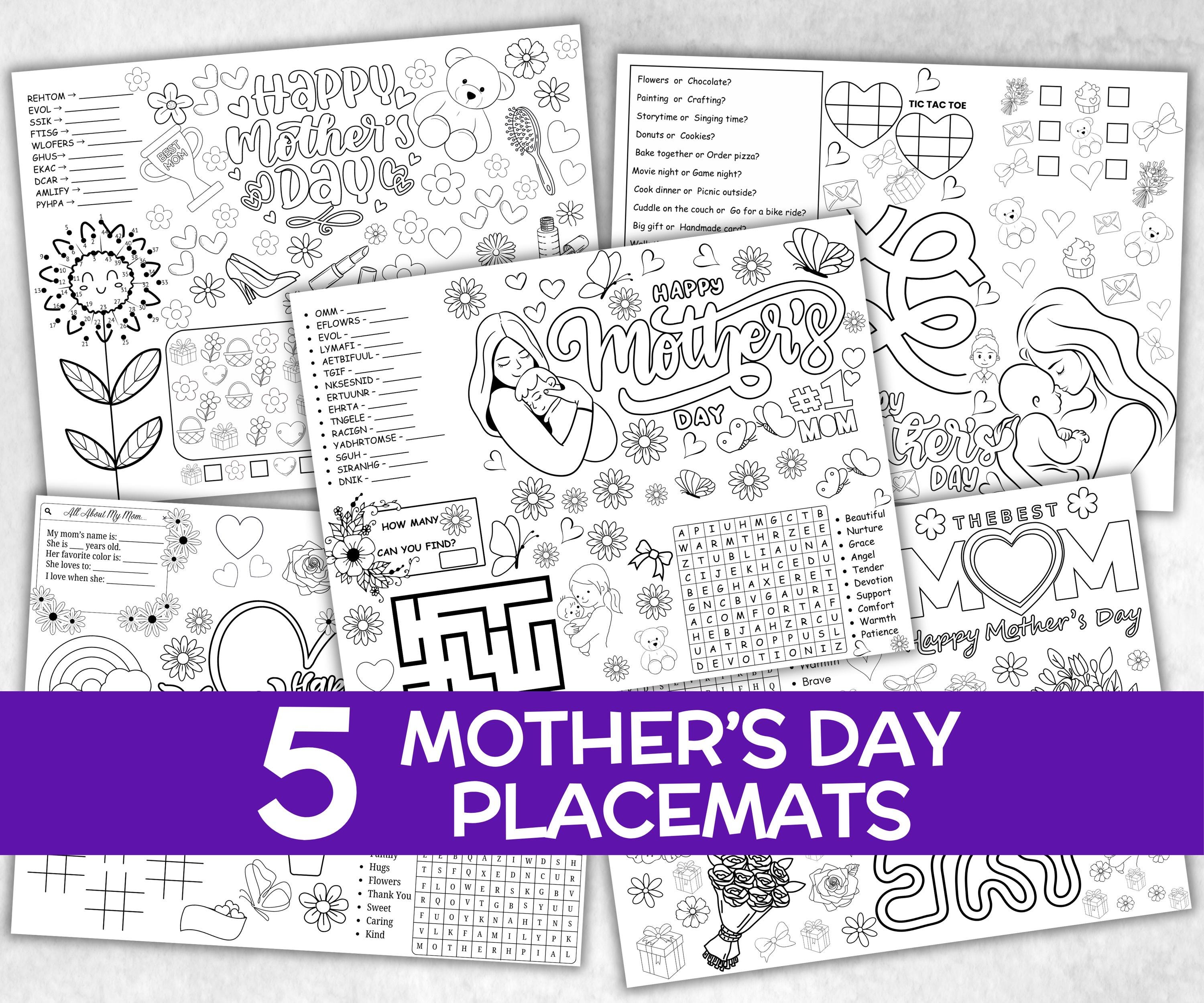 Mothers Day Placemat, Activity Placemat, Coloring Placemat, Gifts For Mom, All About My Mom, Activity Sheet, Mothers Day Craft, keepsake-Holidays -TheHustlingCatLady-Party Games
