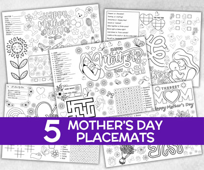 Mothers Day Placemat, Activity Placemat, Coloring Placemat, Gifts For Mom, All About My Mom, Activity Sheet, Mothers Day Craft, keepsake-Holidays -TheHustlingCatLady-Party Games
