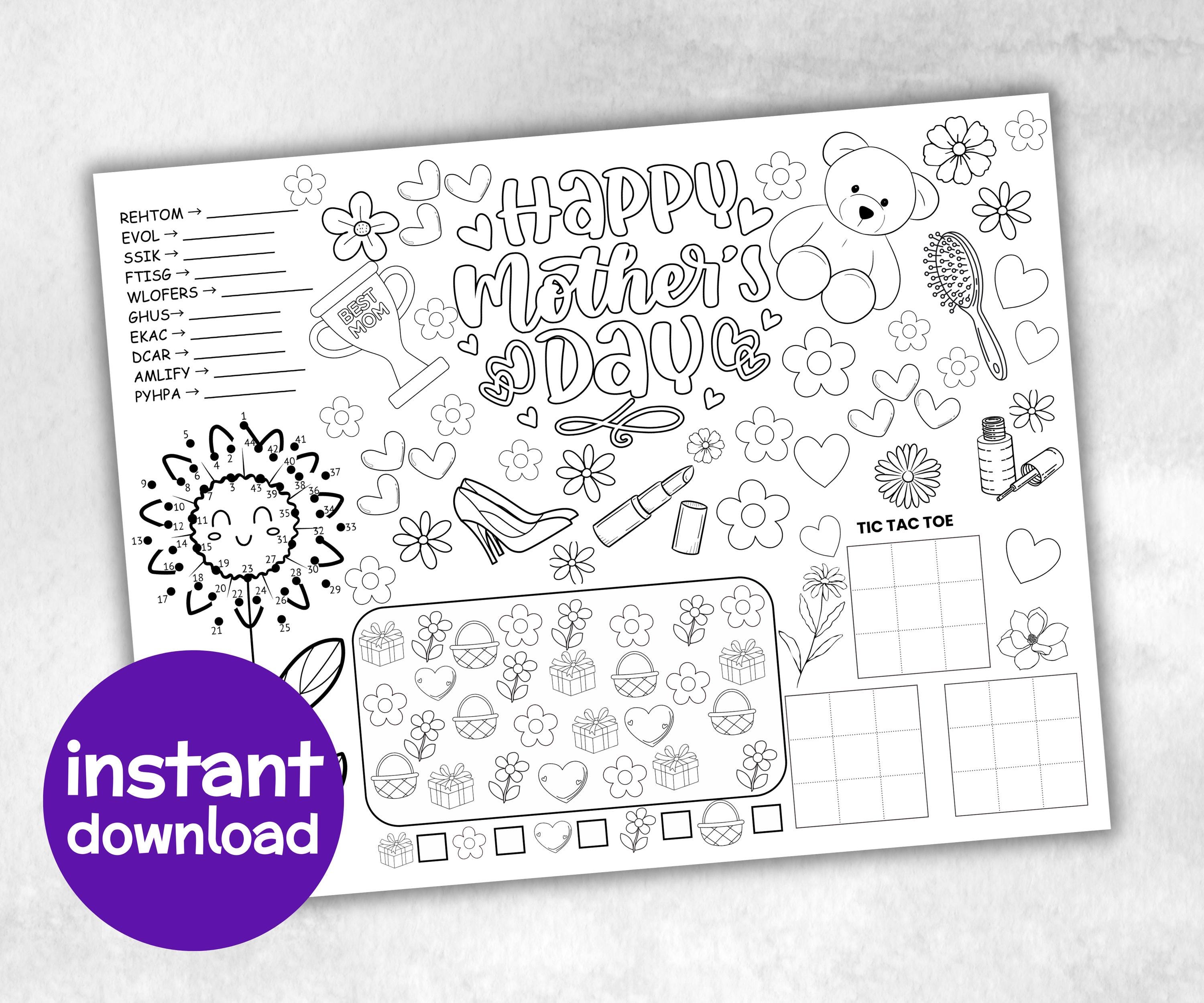 Mothers Day Placemat, Activity Placemat, Coloring Placemat, Gifts For Mom, All About My Mom, Activity Sheet, Mothers Day Craft, keepsake-Holidays -TheHustlingCatLady-Party Games