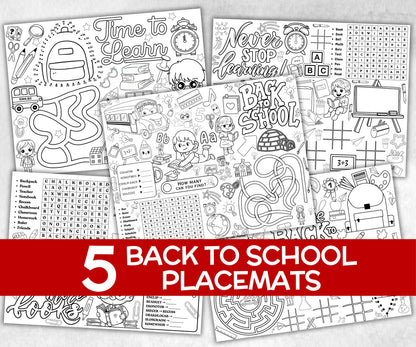 Back to school Placemat, First Day Of School, Classroom Activity, Coloring Placemats, Teacher Resources, Homeschool Activity, Learning sheet-Holidays -TheHustlingCatLady-Party Games