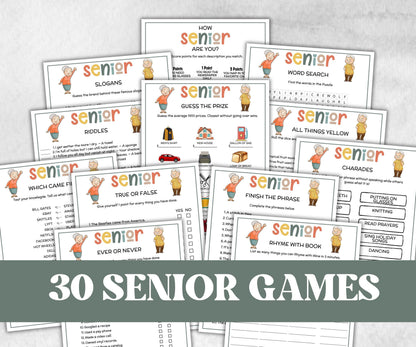 Senior Party Games Bundle, Family Game Night, senior conversations, Would you rather game, charades, most like a senior, Think Quick Trivia-Holidays -TheHustlingCatLady-Party Games