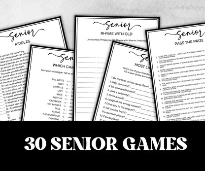 Elderly Retirement games bundle, senior birthday memory game, Senior Living trivia, brain teasers, activity for seniors, grandparents games-Holidays -TheHustlingCatLady-Party Games