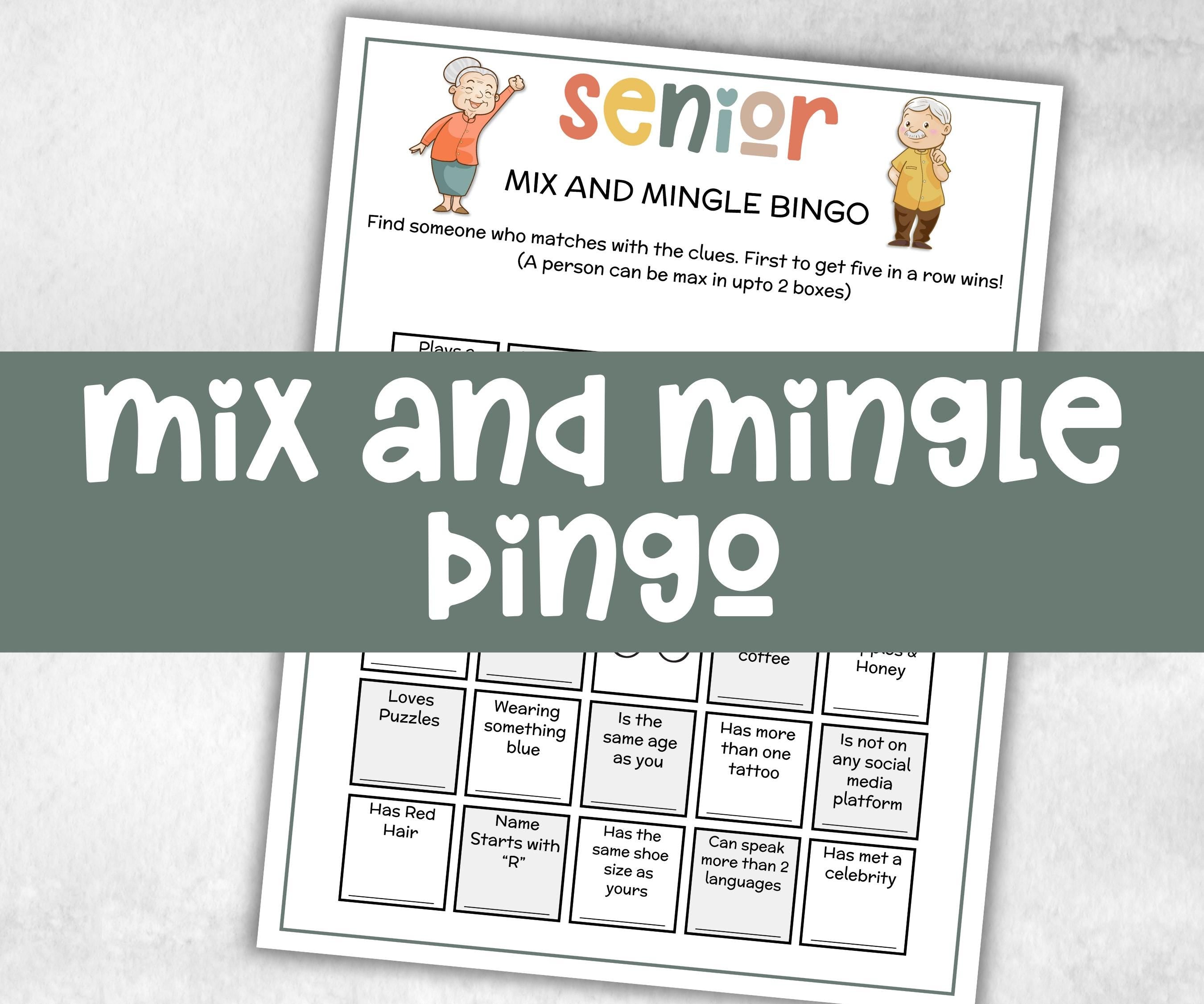 Senior Mix and Mingle Bingo, Family Game Night, Dementia Activity, Senior Party Games, Retirement Games, Senior Citizens, Nursing Home Games-Holidays -TheHustlingCatLady-Party Games