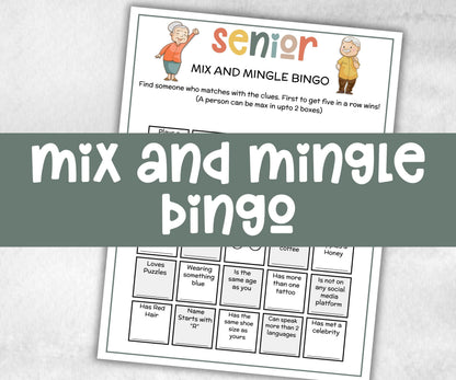 Senior Mix and Mingle Bingo, Family Game Night, Dementia Activity, Senior Party Games, Retirement Games, Senior Citizens, Nursing Home Games-Holidays -TheHustlingCatLady-Party Games