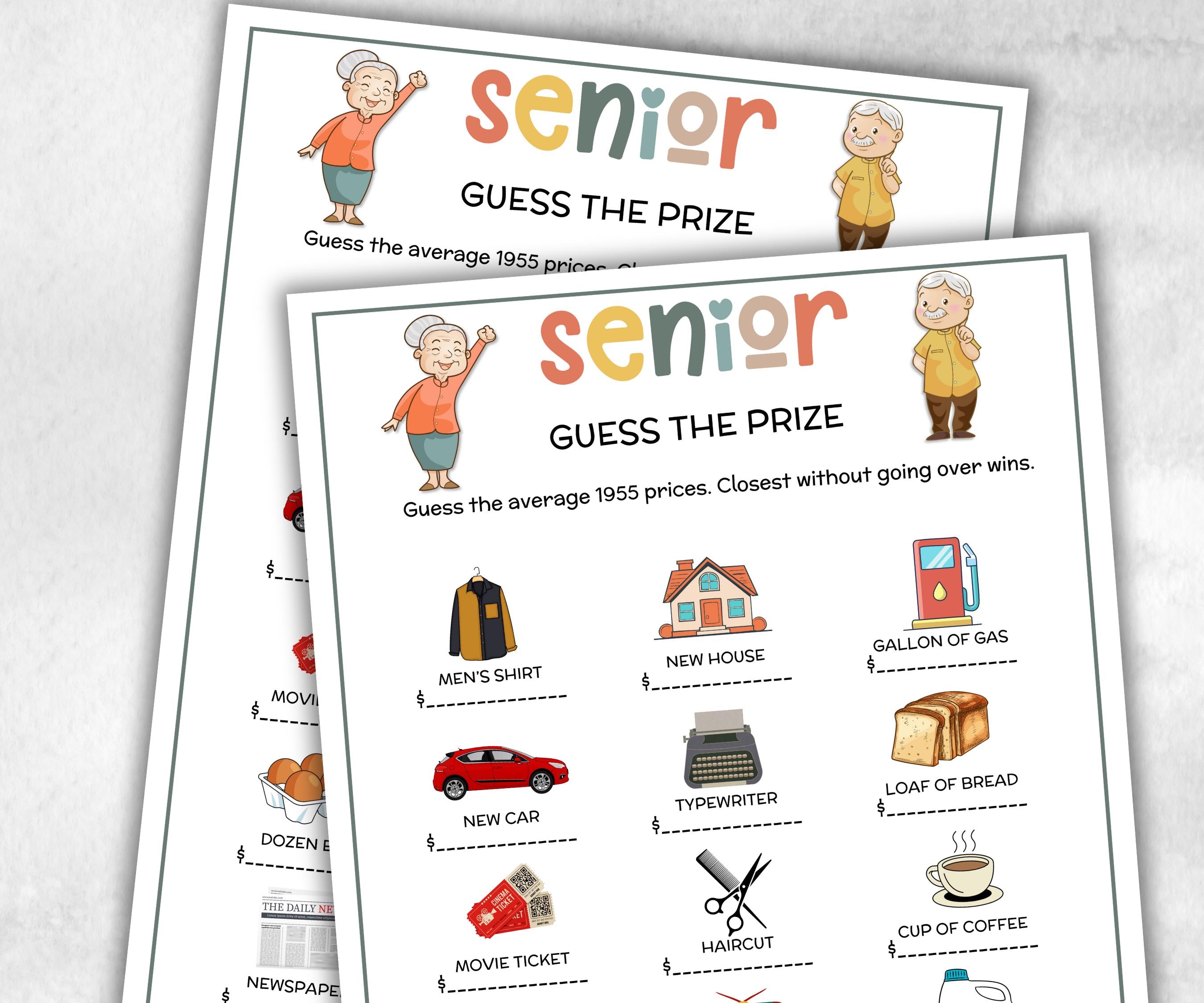 Senior Guess the Prize, Family Game Night, Dementia Activity, Senior Party, Retirement Games, Senior Citizens, Nursing Home, Senior Living-Holidays -TheHustlingCatLady-Party Games