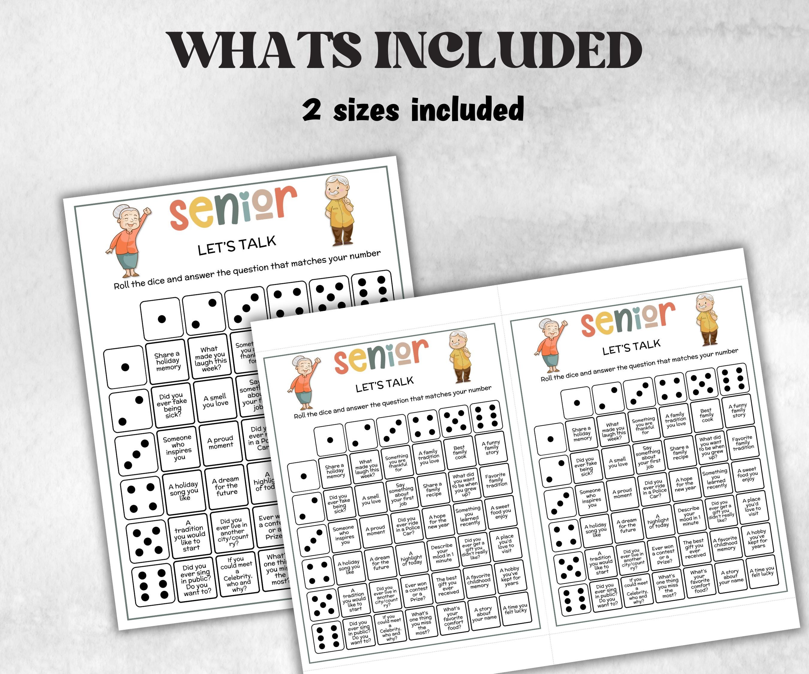 Senior Let's Talk game, Family Game Night, Dementia Activity, Retirement Games, Senior Citizens, Nursing Home Game, Senior Living Party game-Holidays -TheHustlingCatLady-Party Games