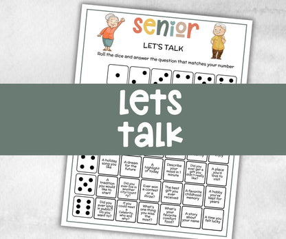 Senior Let's Talk game, Family Game Night, Dementia Activity, Retirement Games, Senior Citizens, Nursing Home Game, Senior Living Party game-Holidays -TheHustlingCatLady-Party Games