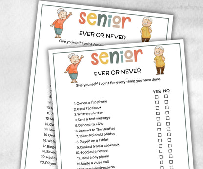Senior Have You Ever, Family Game Night, Dementia Activity, Retirement Games, Senior Citizens, Nursing Home Game, Senior Living Party game-Holidays -TheHustlingCatLady-Party Games