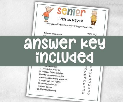 Senior Have You Ever, Family Game Night, Dementia Activity, Retirement Games, Senior Citizens, Nursing Home Game, Senior Living Party game-Holidays -TheHustlingCatLady-Party Games