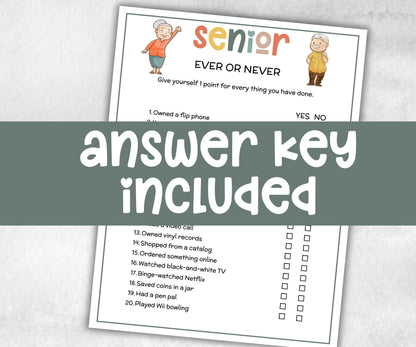 Senior Have You Ever, Family Game Night, Dementia Activity, Retirement Games, Senior Citizens, Nursing Home Game, Senior Living Party game-Holidays -TheHustlingCatLady-Party Games