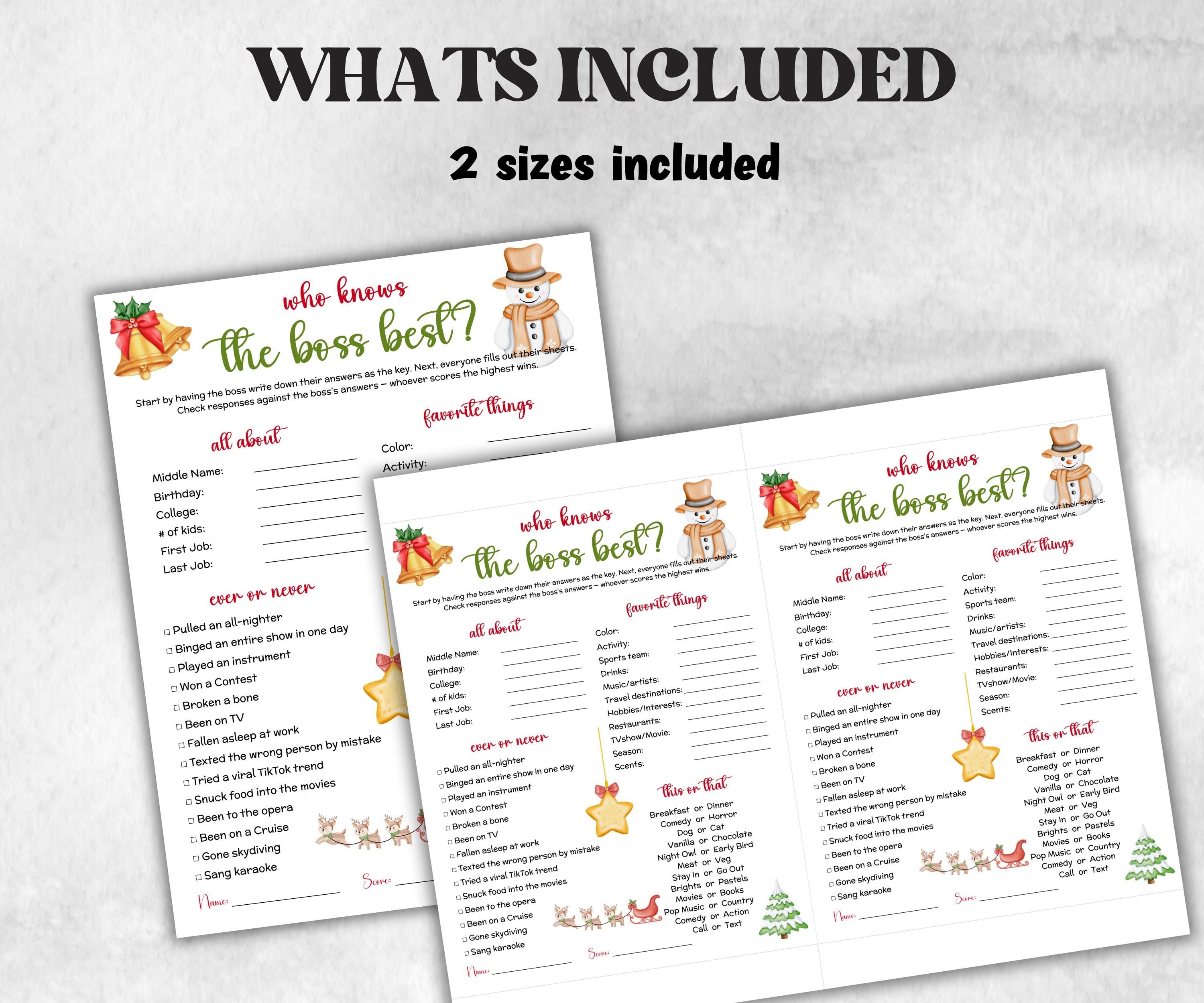 Who knows the coworker best, office party game, xmas boss day, boss birthday event, how well do you know, Workplace quiz,Office Holiday game-Holidays -TheHustlingCatLady-Party Games