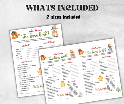 Who knows the coworker best, office party game, xmas boss day, boss birthday event, how well do you know, Workplace quiz,Office Holiday game-Holidays -TheHustlingCatLady-Party Games