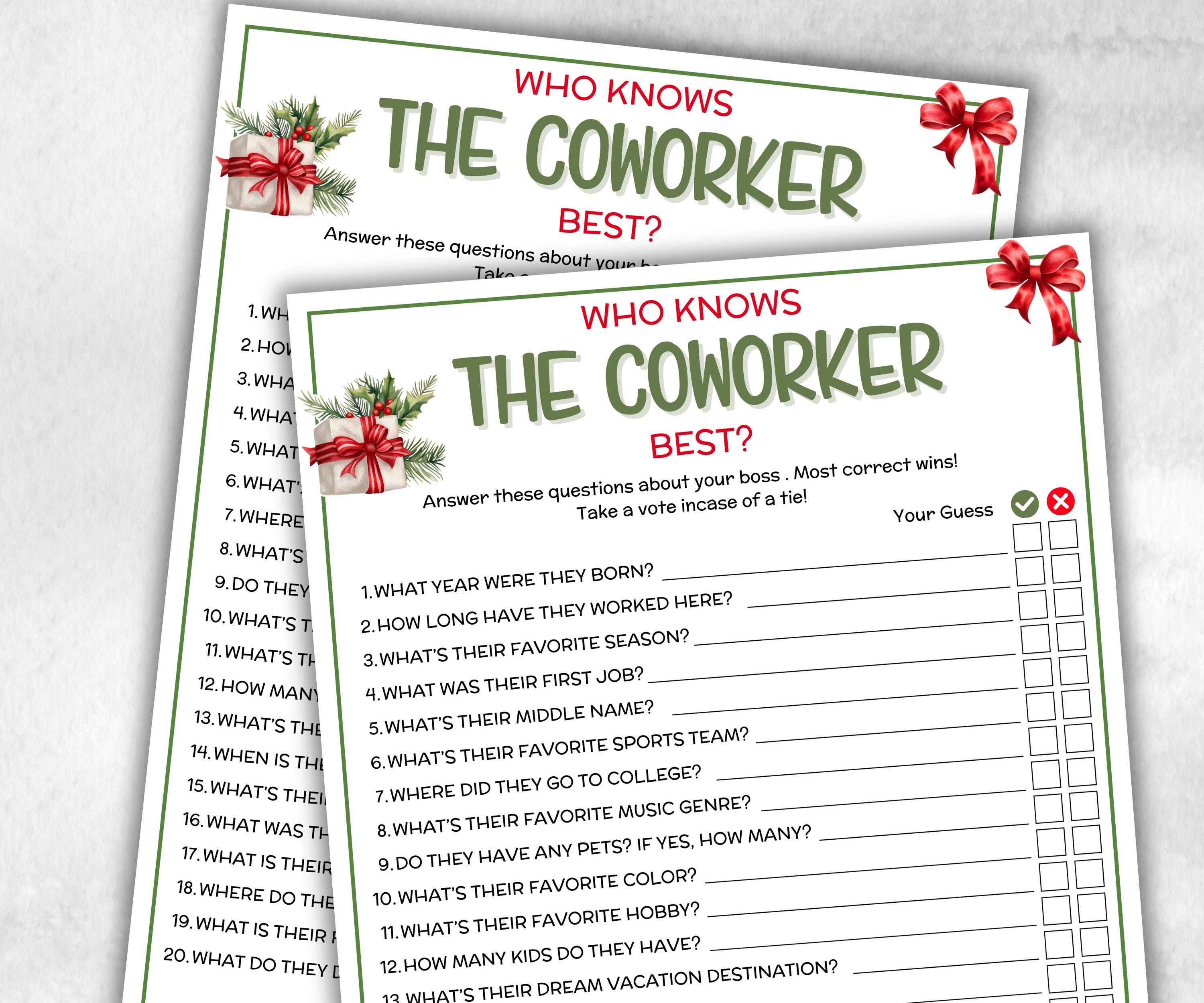 How well do you know coworker, Christmas Activity, holiday survey form, all about me, Office teambuilding, Coworker work pal, staff farewell-Holidays -TheHustlingCatLady-Party Games