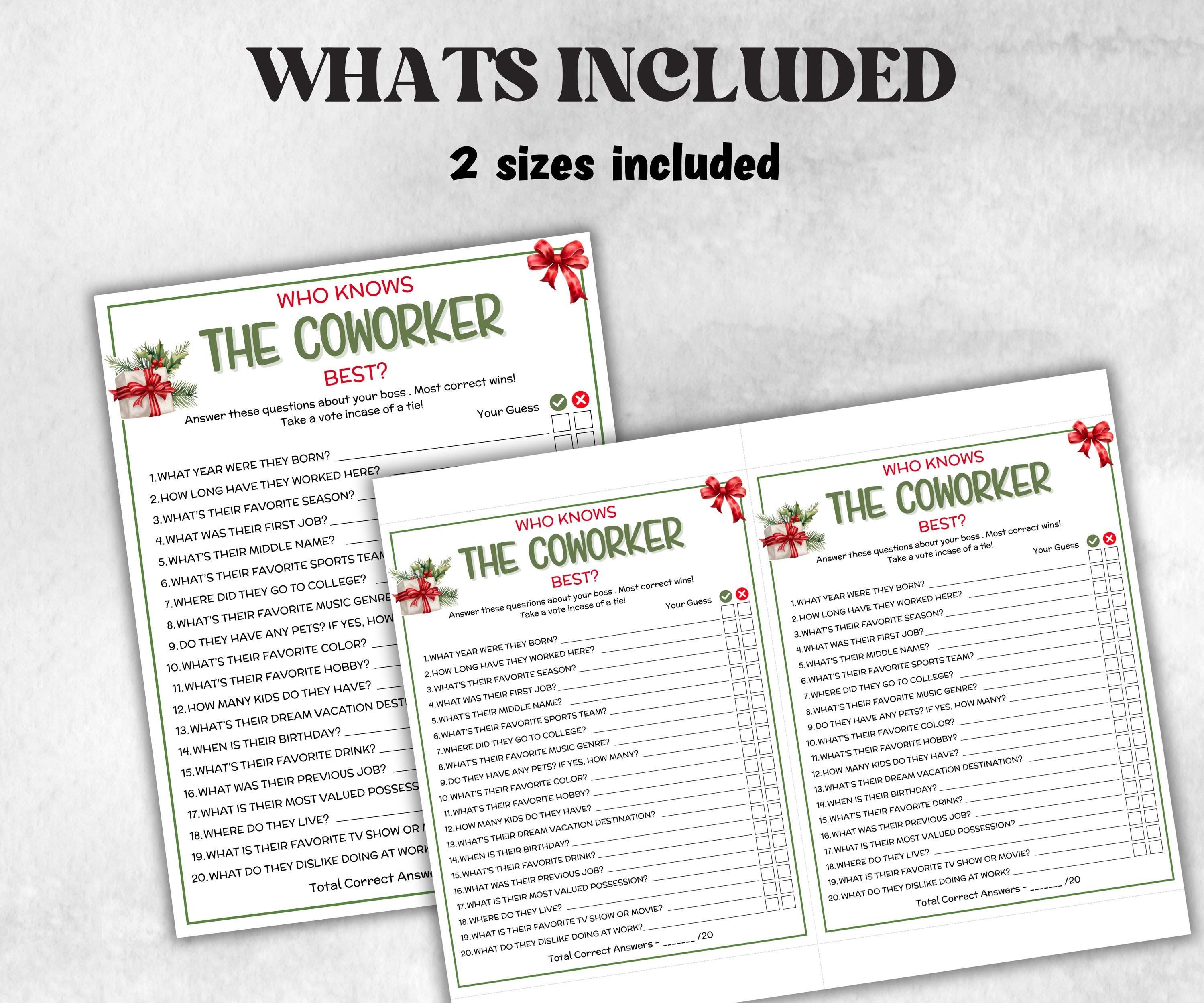 How well do you know coworker, Christmas Activity, holiday survey form, all about me, Office teambuilding, Coworker work pal, staff farewell-Holidays -TheHustlingCatLady-Party Games