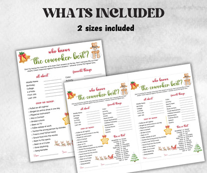 Who knows the coworker best, Christmas Activity, holiday survey form, all about me, Office teambuilding, Coworker work pal, staff farewell-Holidays -TheHustlingCatLady-Party Games