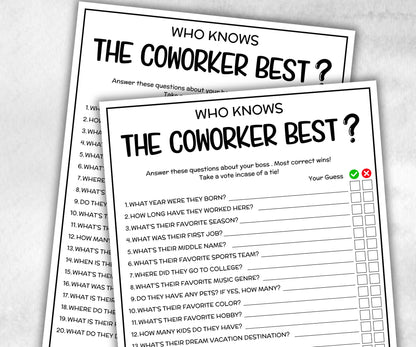 Coworker birthday event game, Office teambuilding, who knows the staff, Office Icebreaker, boss manager, team member survey, farewell party-Holidays -TheHustlingCatLady-Party Games
