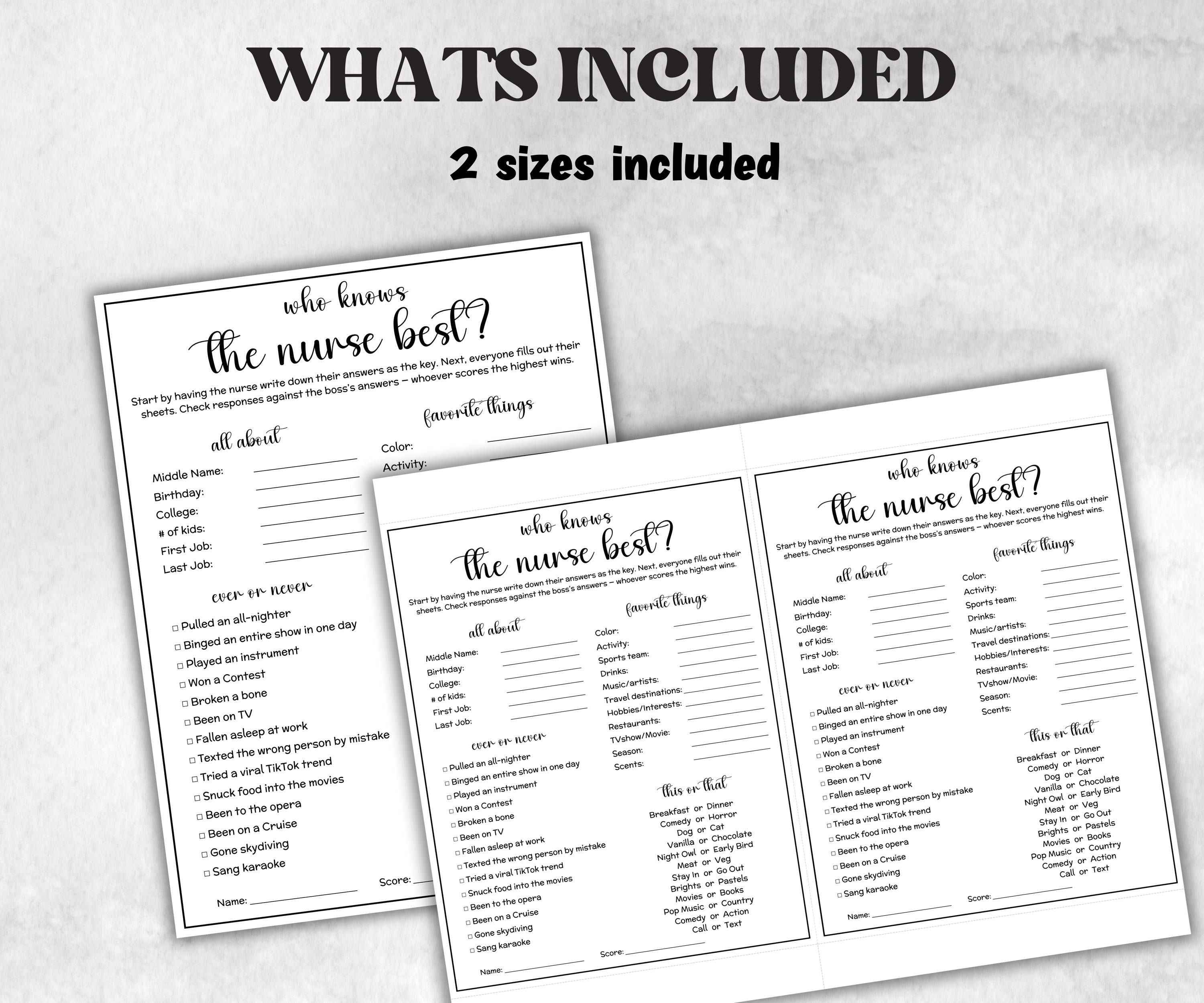 Nurse appreciation game, nursing practioner, medical doctor, med school pharmacy, all about me, Team Building Idea, who knows the team game-Holidays -TheHustlingCatLady-Party Games