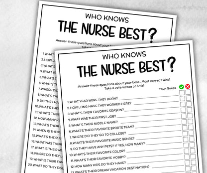 How well do you know the nurse, hospital icebreaker,medsurg nurse rn bsn, healthcare radiology, nurse graduation, medical staff, nursing-Holidays -TheHustlingCatLady-Party Games