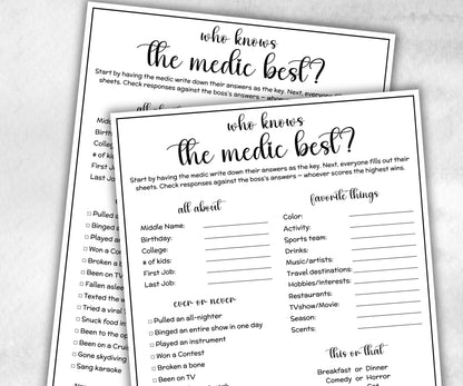 How well do you know the medic, hospital icebreaker,medsurg medic rn bsn, healthcare radiology, nurse graduation, medical staff, nursing-Holidays -TheHustlingCatLady-Party Games