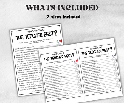 How well do you know the Teacher, All About My Teacher, Favorite Things, First Day of School, Get to know Questionnaire, Back to School Gift-Holidays -TheHustlingCatLady-Party Games