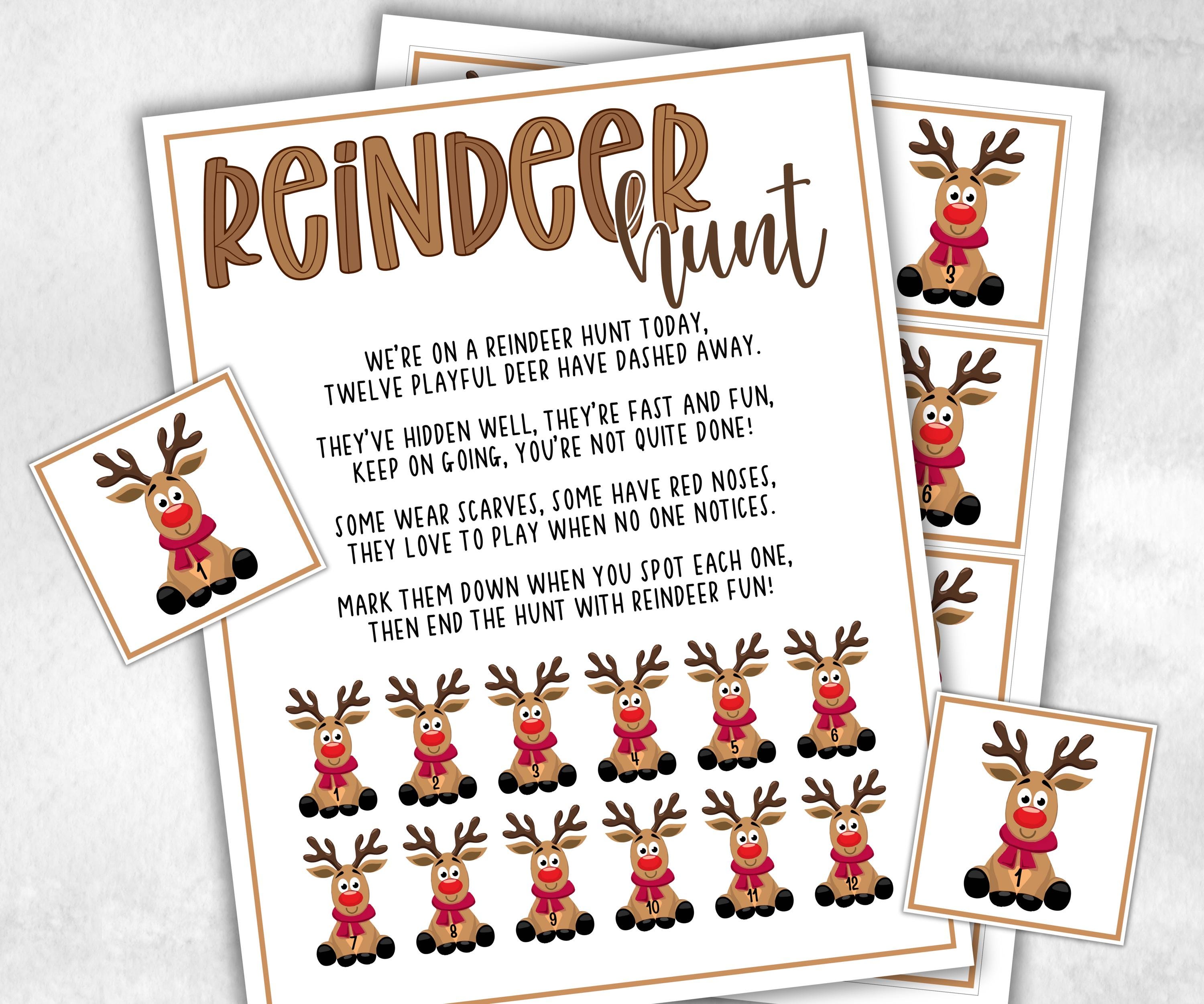 Reindeer scavenger hunt game, kids Reindeer games, xmas scavenger hunt, kids teens seniors, birthday themed party, school classroom games-Christmas -TheHustlingCatLady-Party Games