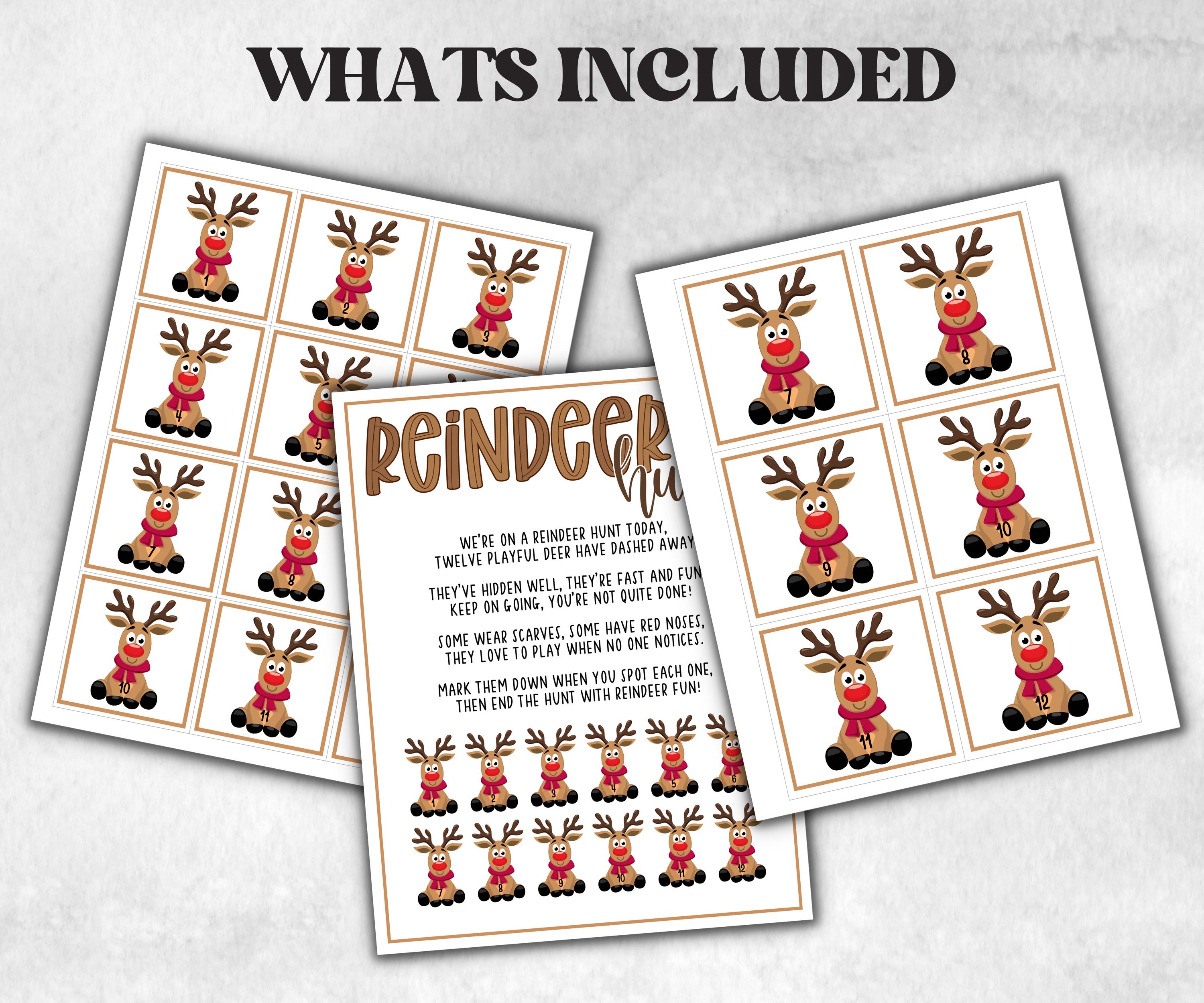 Reindeer scavenger hunt game, kids Reindeer games, xmas scavenger hunt, kids teens seniors, birthday themed party, school classroom games-Christmas -TheHustlingCatLady-Party Games