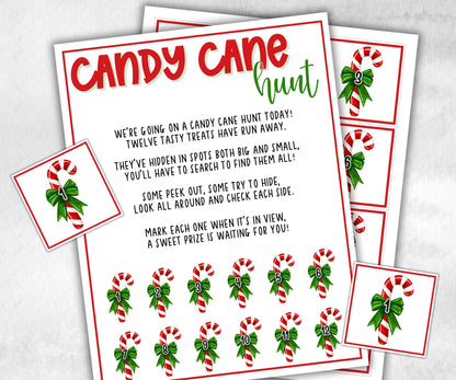 Candy Cane scavenger hunt game, kids Candy cane games, xmas scavenger hunt, kids teens seniors, birthday themed party, school classroom game-Christmas -TheHustlingCatLady-Party Games