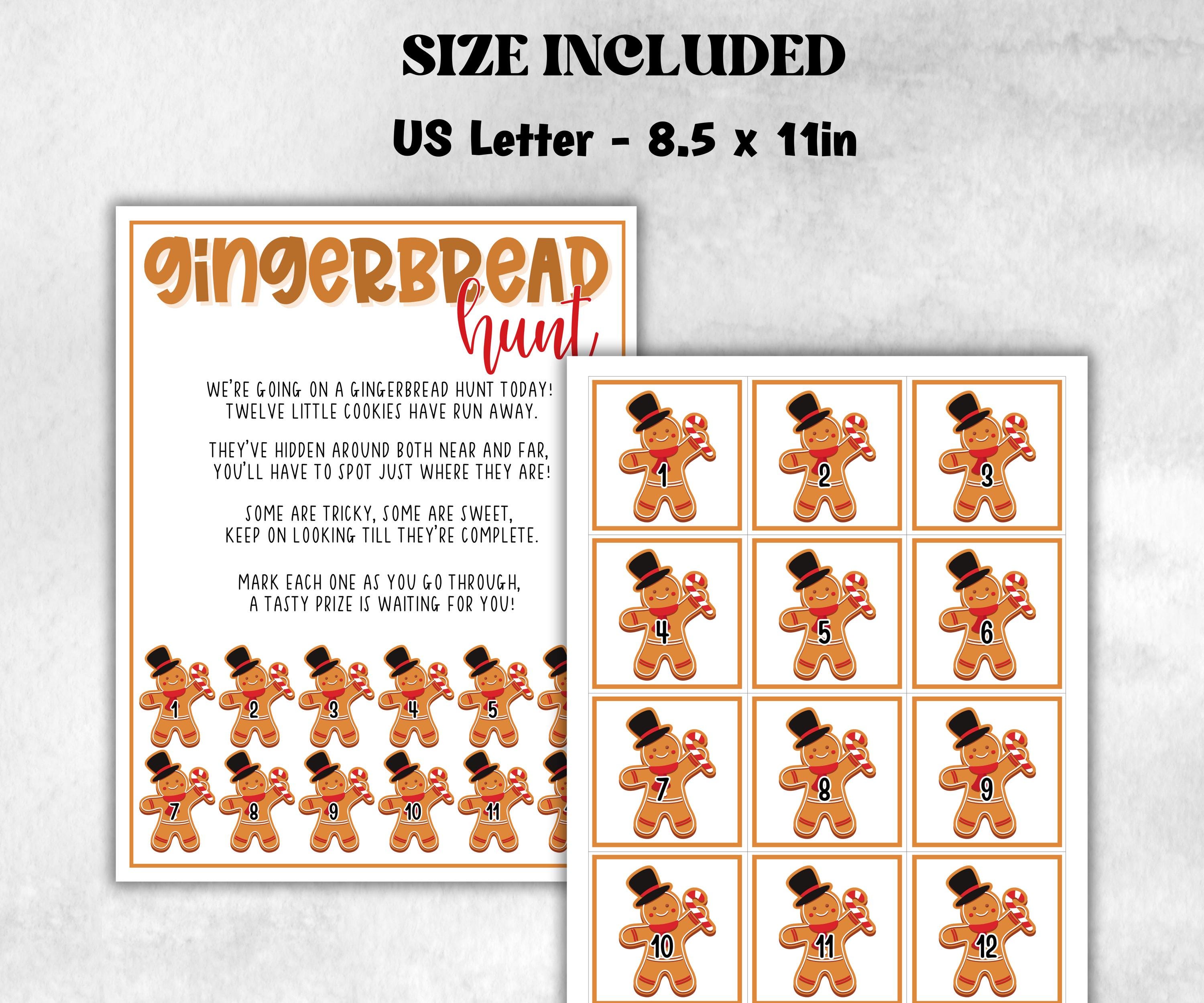 Gingerbread scavenger hunt game, kids gingerbread game, xmas scavenger hunt, kids teens senior, birthday themed party, school classroom game-Christmas -TheHustlingCatLady-Party Games