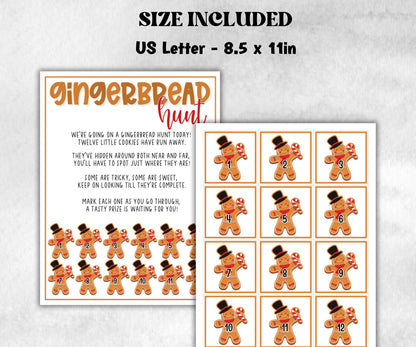 Gingerbread scavenger hunt game, kids gingerbread game, xmas scavenger hunt, kids teens senior, birthday themed party, school classroom game-Christmas -TheHustlingCatLady-Party Games