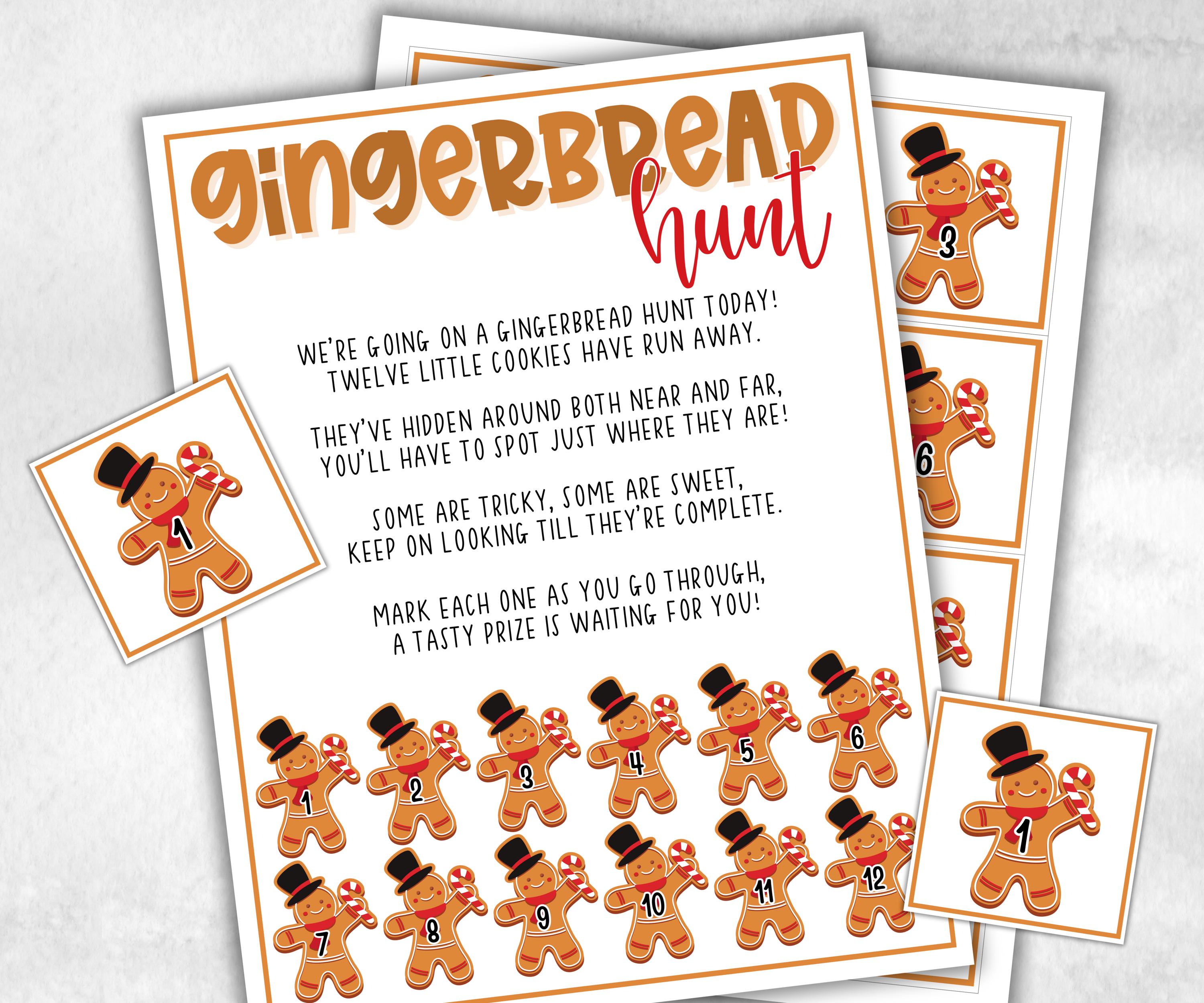 Gingerbread scavenger hunt game, kids gingerbread game, xmas scavenger hunt, kids teens senior, birthday themed party, school classroom game-Christmas -TheHustlingCatLady-Party Games