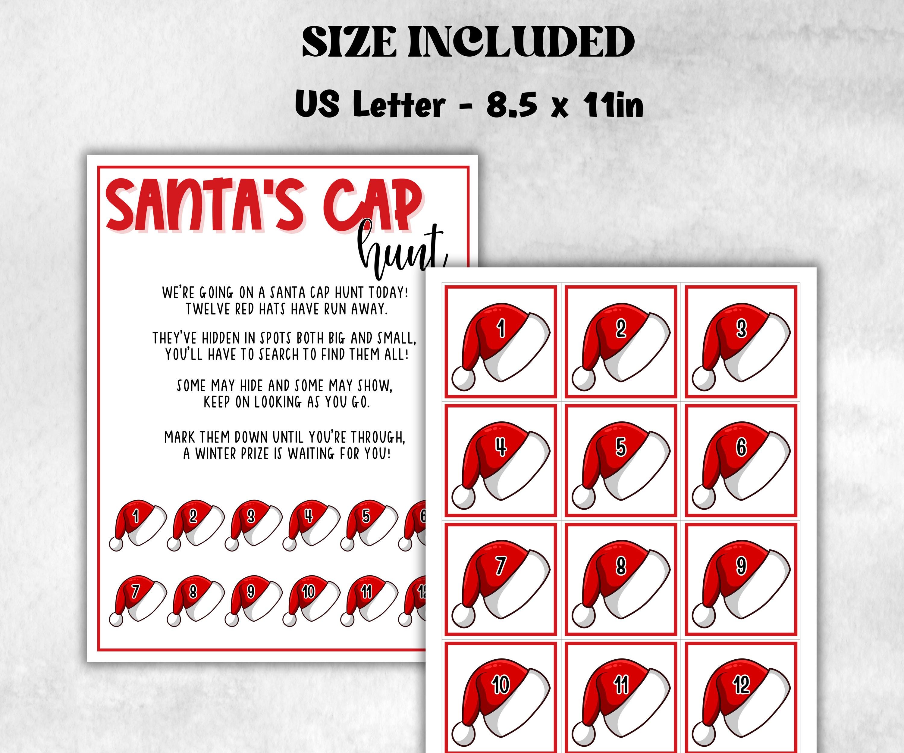 Santa's Cap scavenger hunt game, kids santa's hat games, xmas scavenger hunt, kids teens seniors, birthday themed party, school classroom-Christmas -TheHustlingCatLady-Party Games
