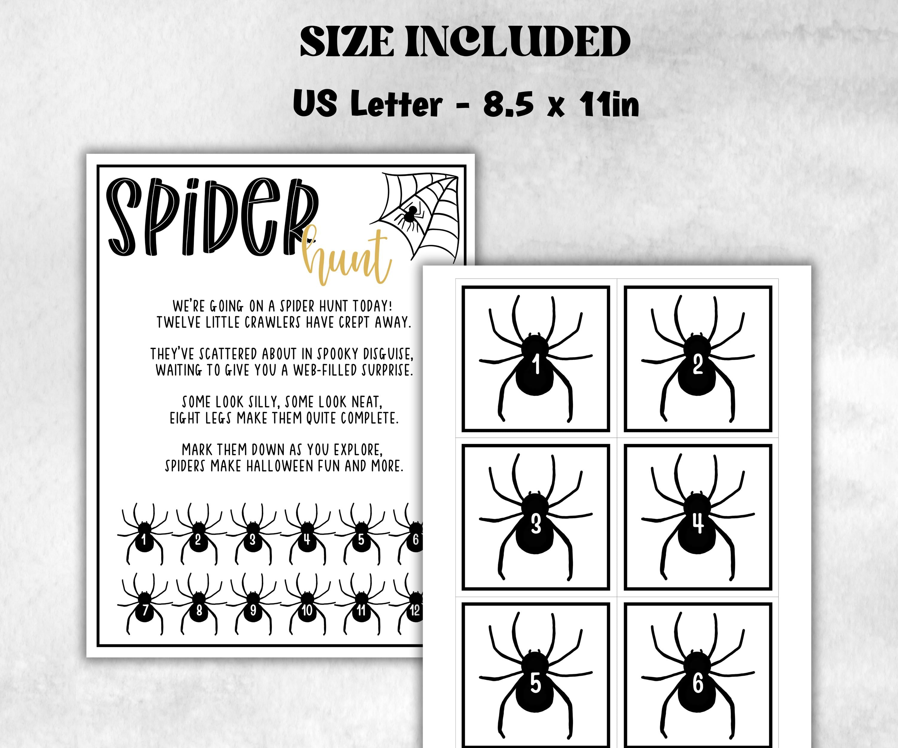 Spider scavenger hunt game, fun spooky clue hunt, trick or treat, ghost bones game, kids spider games, halloween treasure scavenger party-Halloween Printables -TheHustlingCatLady-Party Games