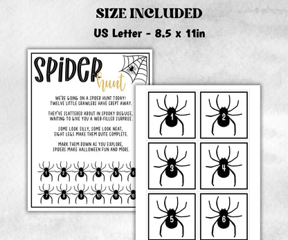 Spider scavenger hunt game, fun spooky clue hunt, trick or treat, ghost bones game, kids spider games, halloween treasure scavenger party-Halloween Printables -TheHustlingCatLady-Party Games