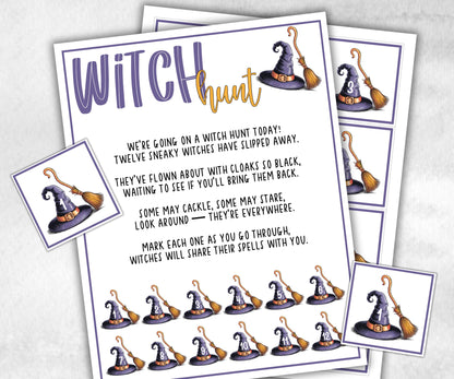 Witch scavenger hunt game, fun spooky clue hunt, trick or treat, ghost bones game, kids witch games, halloween cauldron scavenger party-Halloween Printables -TheHustlingCatLady-Party Games