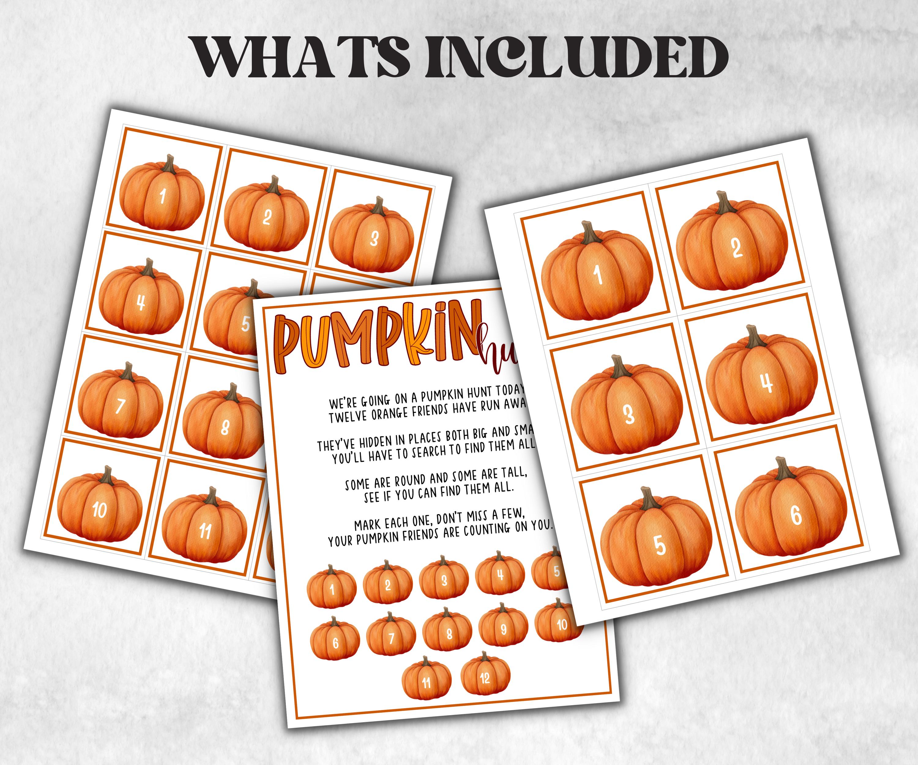 Pumpkin scavenger hunt game, fall harvest hunt, thanksgiving game, autumn home hunt,fall neighborhood, family game night, treasure hunt clue-Thanksgiving -TheHustlingCatLady-Party Games
