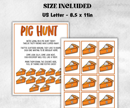 Pie scavenger hunt game, fall harvest hunt, Pumpkin Apple Pie, autumn home hunt, fall neighborhood, family game night, scavenger hunt clues-Thanksgiving -TheHustlingCatLady-Party Games