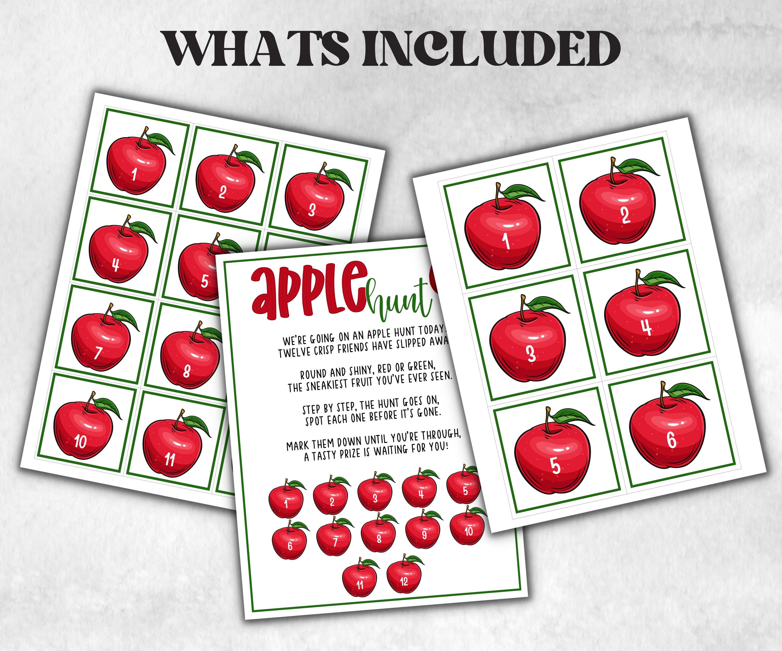 Apple scavenger hunt game, fall harvest hunt, thanksgiving game, autumn home hunt, fall neighborhood, family game night, scavenger hunt clue-Thanksgiving -TheHustlingCatLady-Party Games