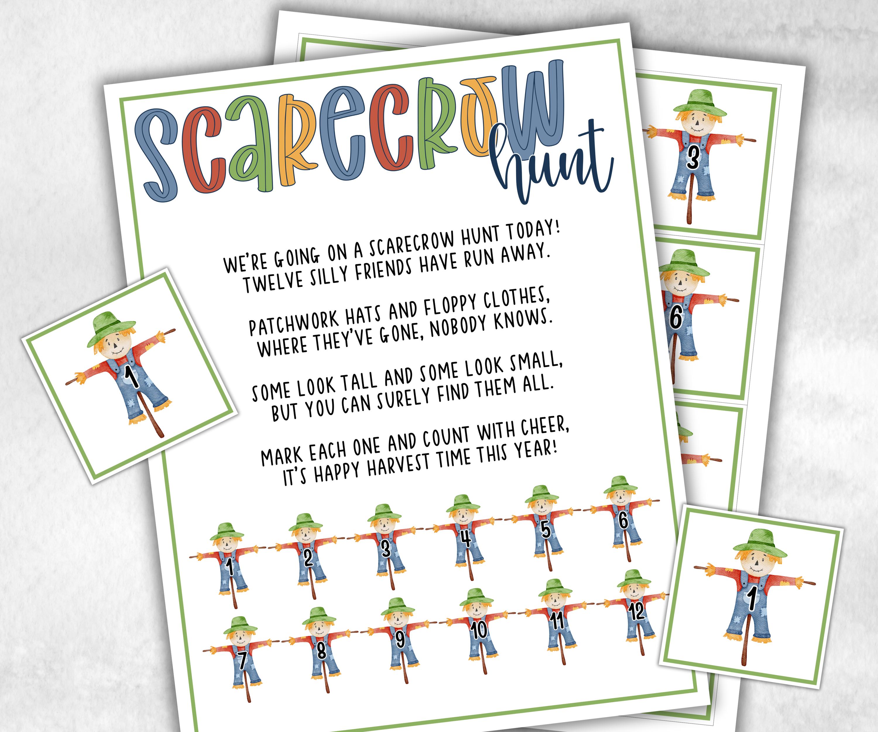 Scarecrow scavenger hunt game, fall harvest hunt, thanksgiving game, autumn home hunt,fall neighborhood, family game night, scavenger clue-Thanksgiving -TheHustlingCatLady-Party Games