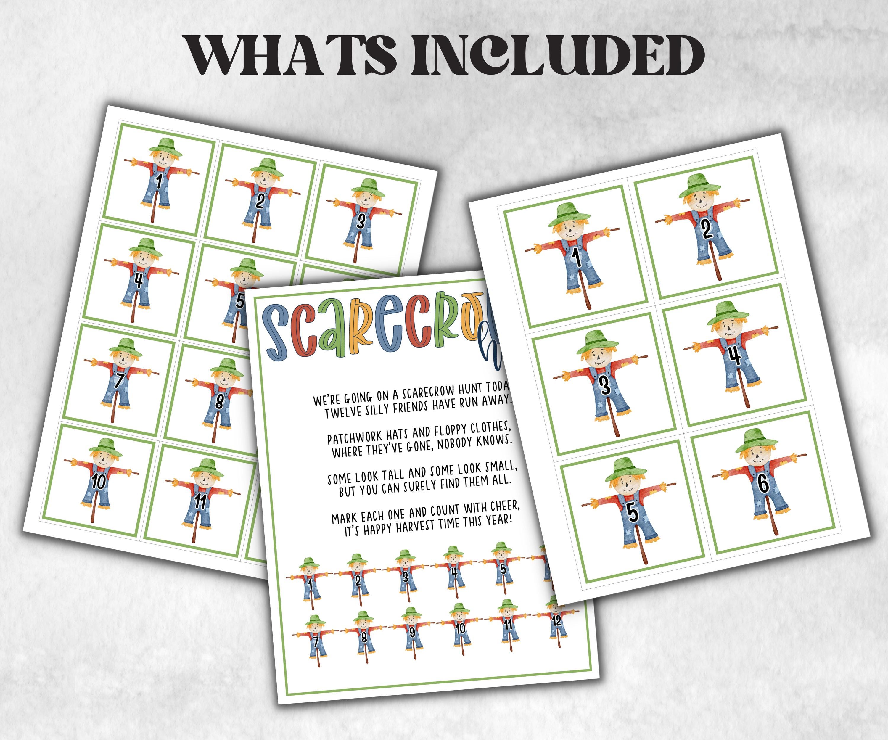 Scarecrow scavenger hunt game, fall harvest hunt, thanksgiving game, autumn home hunt,fall neighborhood, family game night, scavenger clue-Thanksgiving -TheHustlingCatLady-Party Games