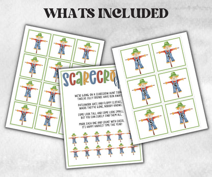 Scarecrow scavenger hunt game, fall harvest hunt, thanksgiving game, autumn home hunt,fall neighborhood, family game night, scavenger clue-Thanksgiving -TheHustlingCatLady-Party Games
