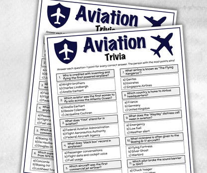 Printable Aviation Trivia, Airplane Birthday, Aviation Baby Shower, Pilot Crew Games, Gift Bag, moving away themed party, pilot farewell-Holidays -TheHustlingCatLady-Party Games