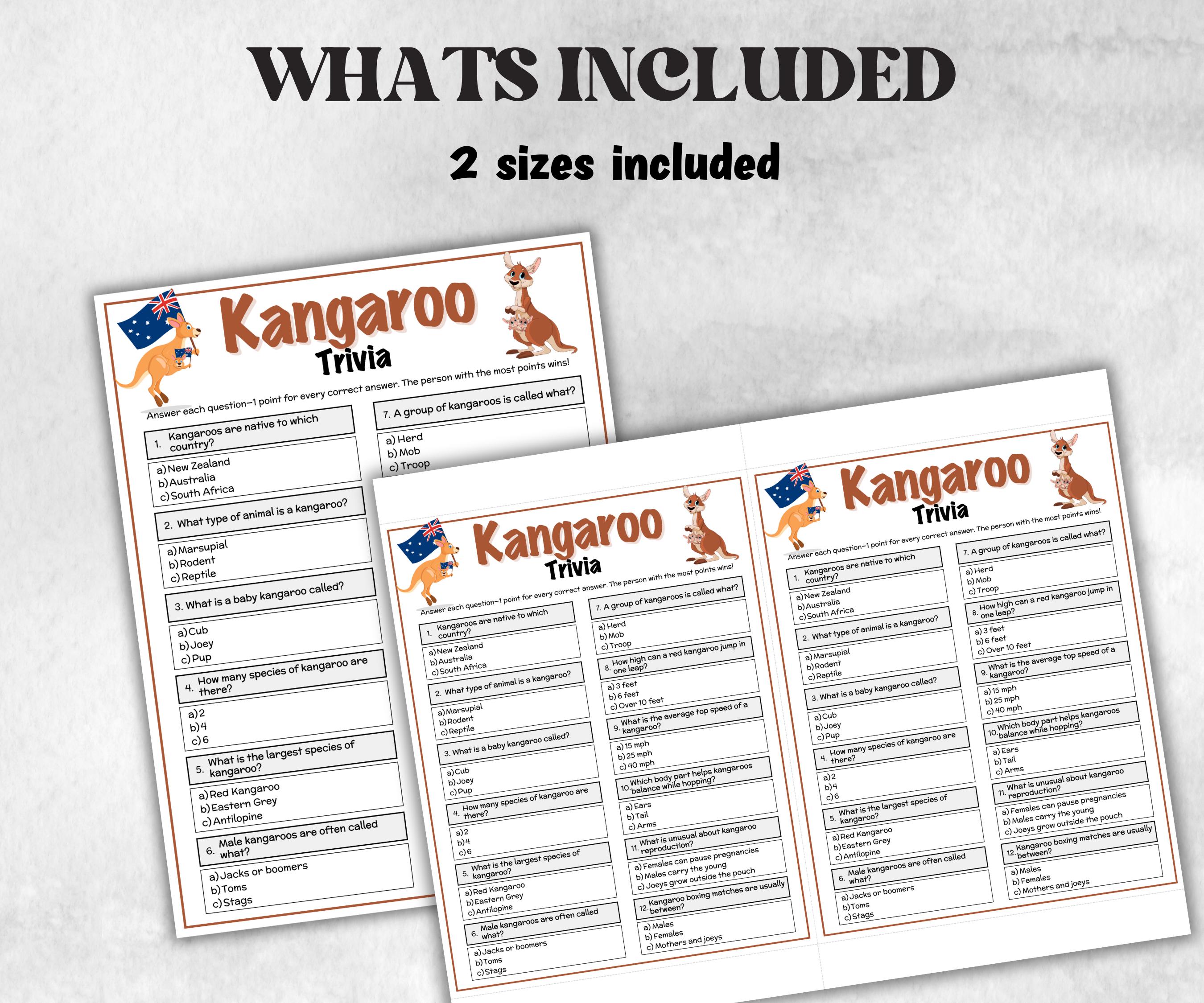 Kangaroo Trivia, Road Trip, Big Things Australia, Australian BBQ, Aussie Party, Aussie Pub Trivia, Iconic Australian, animal Quiz-Holidays -TheHustlingCatLady-Party Games