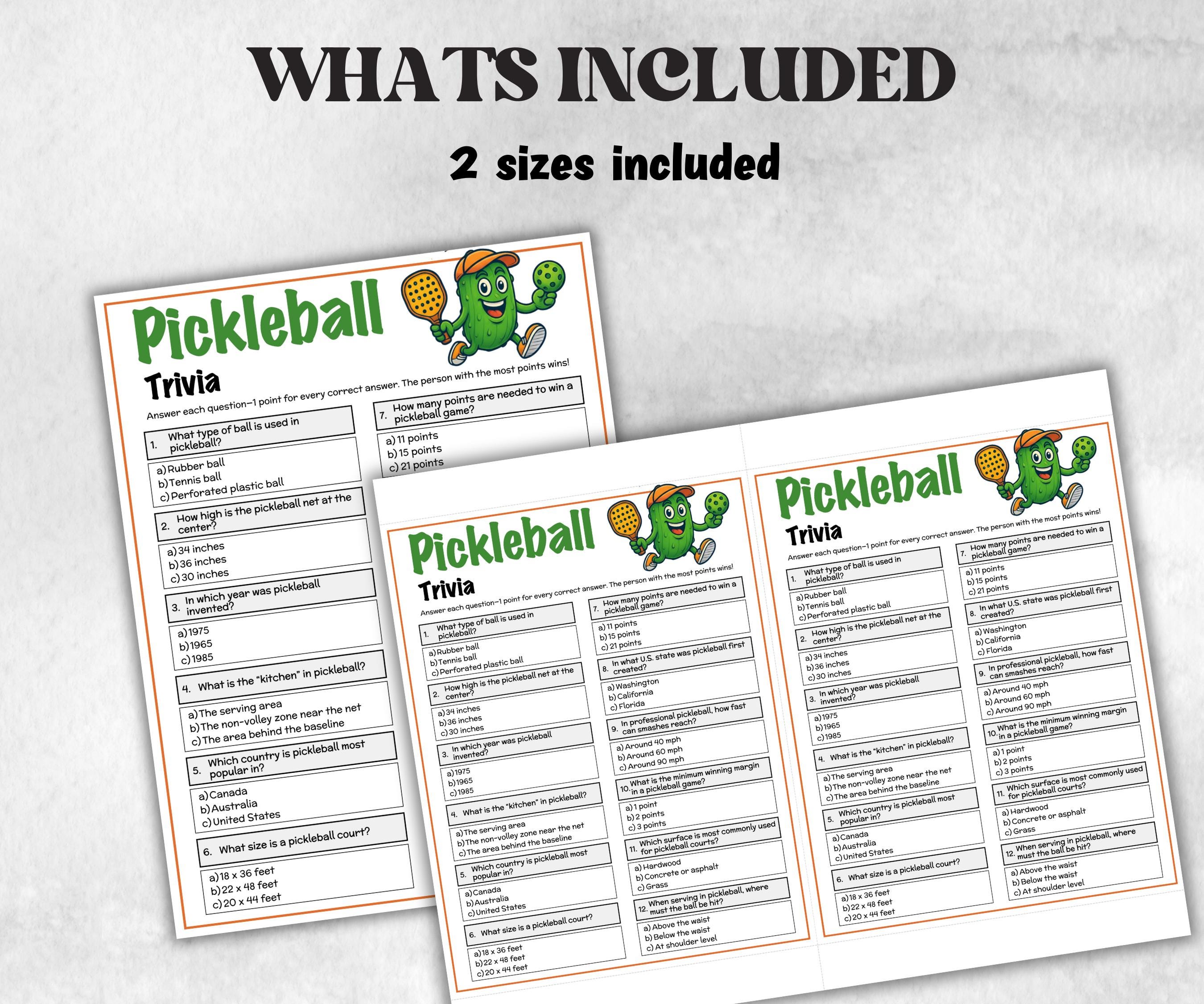 Pickleball Trivia, Pickleball Party, Pickleball Themed Birthday, Adult Trivia, Kids Trivia, Virtual Sports Party, Pickleball Lover Ideas-Holidays -TheHustlingCatLady-Party Games