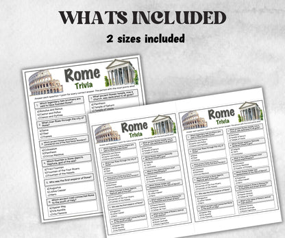 Rome Trivia Game, Family Game Night, Italy Trivia, Rome Travel Vacation, Printable Party Game, Adults Teenagers Kid, History, Learning Fun-Holidays -TheHustlingCatLady-Party Games