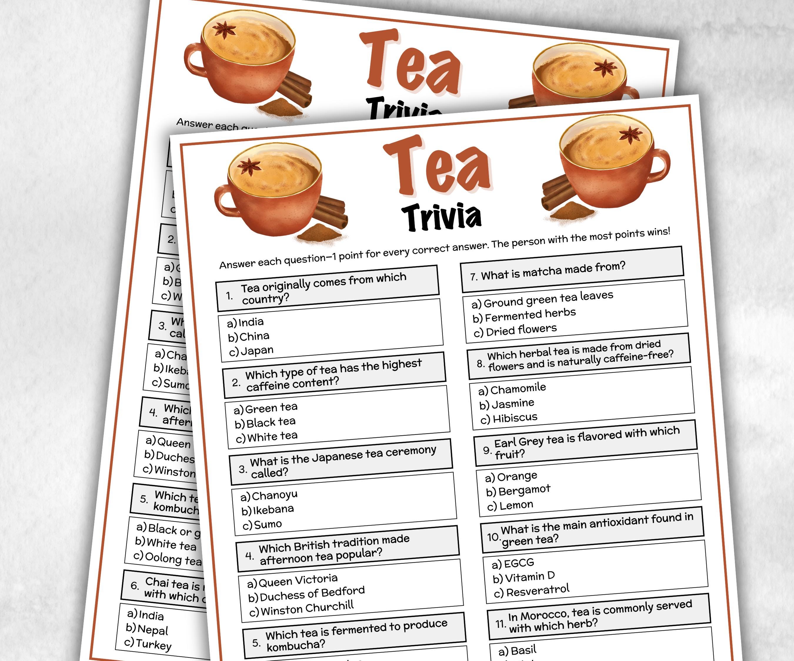 Tea Trivia, Tea Party Birthday Activities,Afternoon Tea Party, Garden Tea Party, Ladies Tea Party, Womens Ministry, Kids Tea Party Etiquette-Holidays -TheHustlingCatLady-Party Games