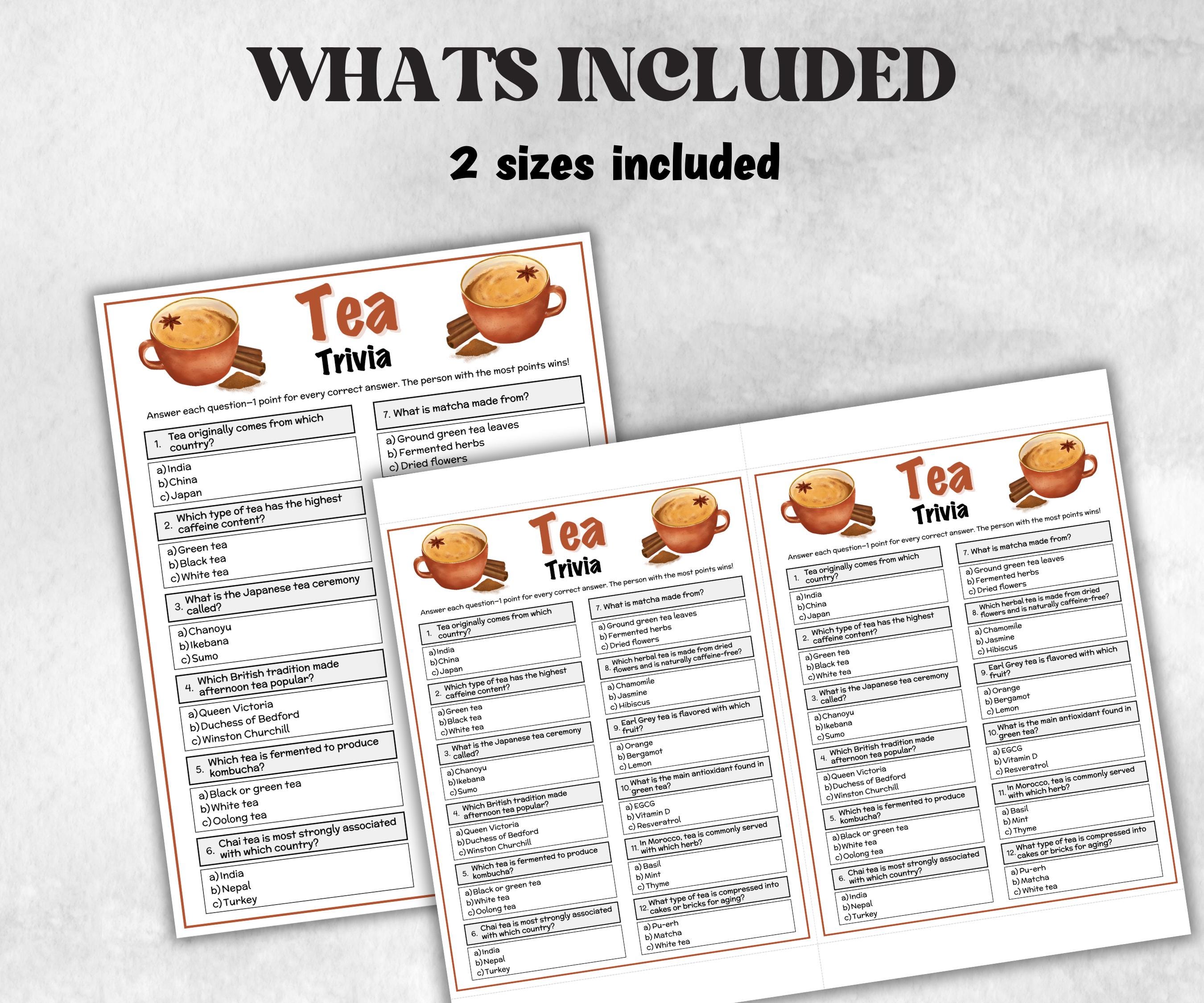 Tea Trivia, Tea Party Birthday Activities,Afternoon Tea Party, Garden Tea Party, Ladies Tea Party, Womens Ministry, Kids Tea Party Etiquette-Holidays -TheHustlingCatLady-Party Games
