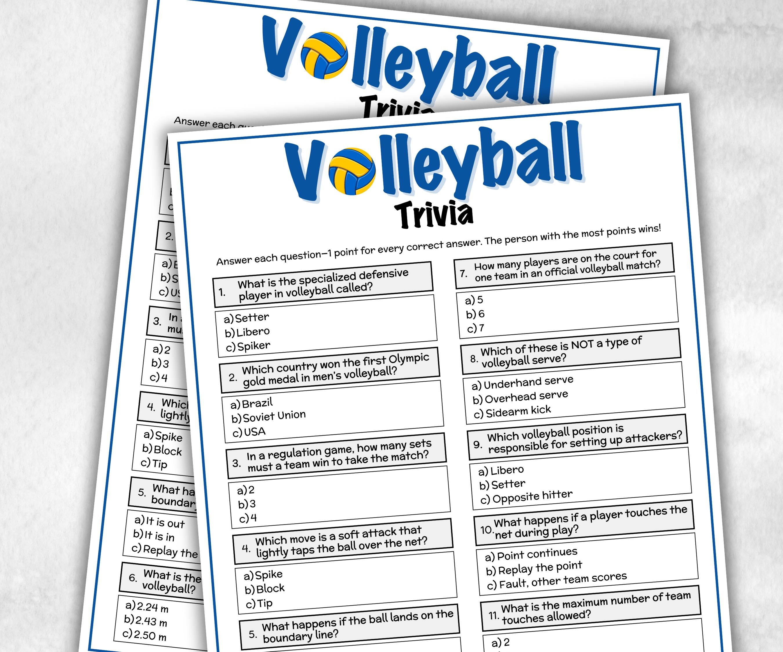 Volleyball Trivia, Sports Party Games, Sports Trivia, Volleyball Birthday theme, Virtual Party, Travel Volleyball, Volleyball Team, atletics-Holidays -TheHustlingCatLady-Party Games