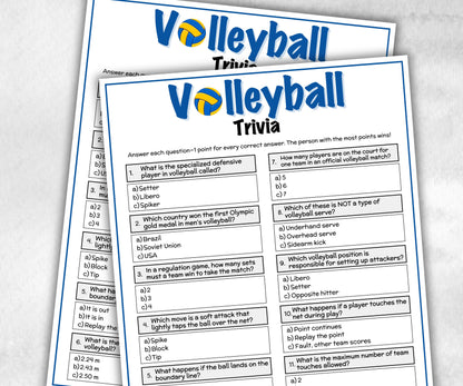 Volleyball Trivia, Sports Party Games, Sports Trivia, Volleyball Birthday theme, Virtual Party, Travel Volleyball, Volleyball Team, atletics-Holidays -TheHustlingCatLady-Party Games