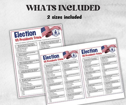 Election Day Trivia, Patriotic Game, Election Day Party, Presidential Trivia Questions, American History, 4th of July, Election Watch Party,-Holidays -TheHustlingCatLady-Party Games